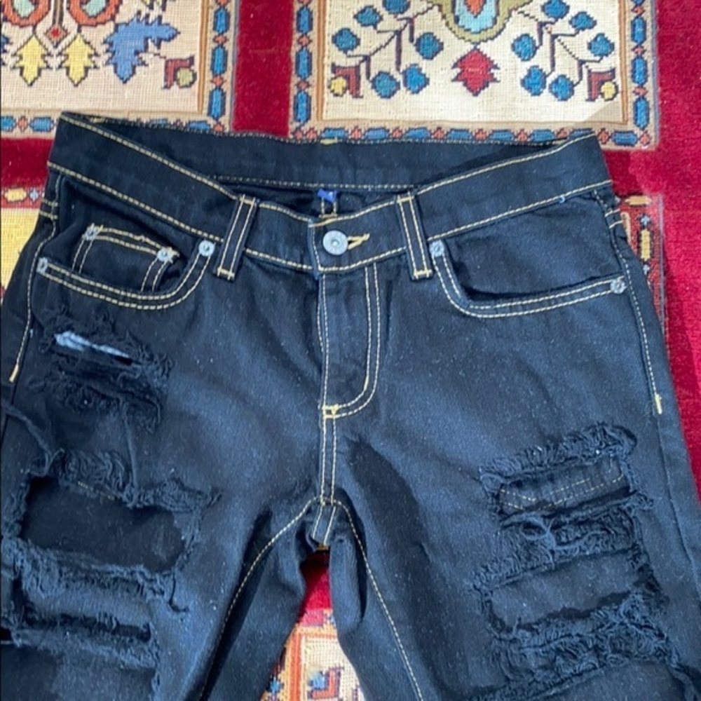LF CARMAR JEANS BLACK RIPPED SIZE 25 low rise